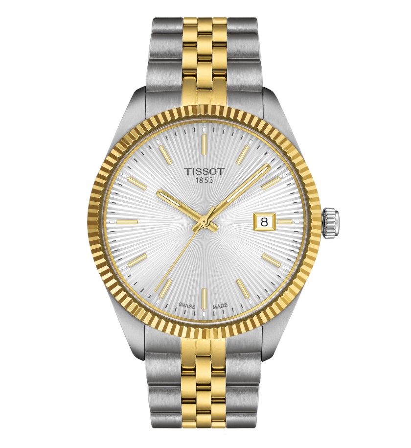 [T156.410.22.031.00] 40mm Ballade Quartz Silver Dial Watch With A Two Toned Stainless Steel Strap