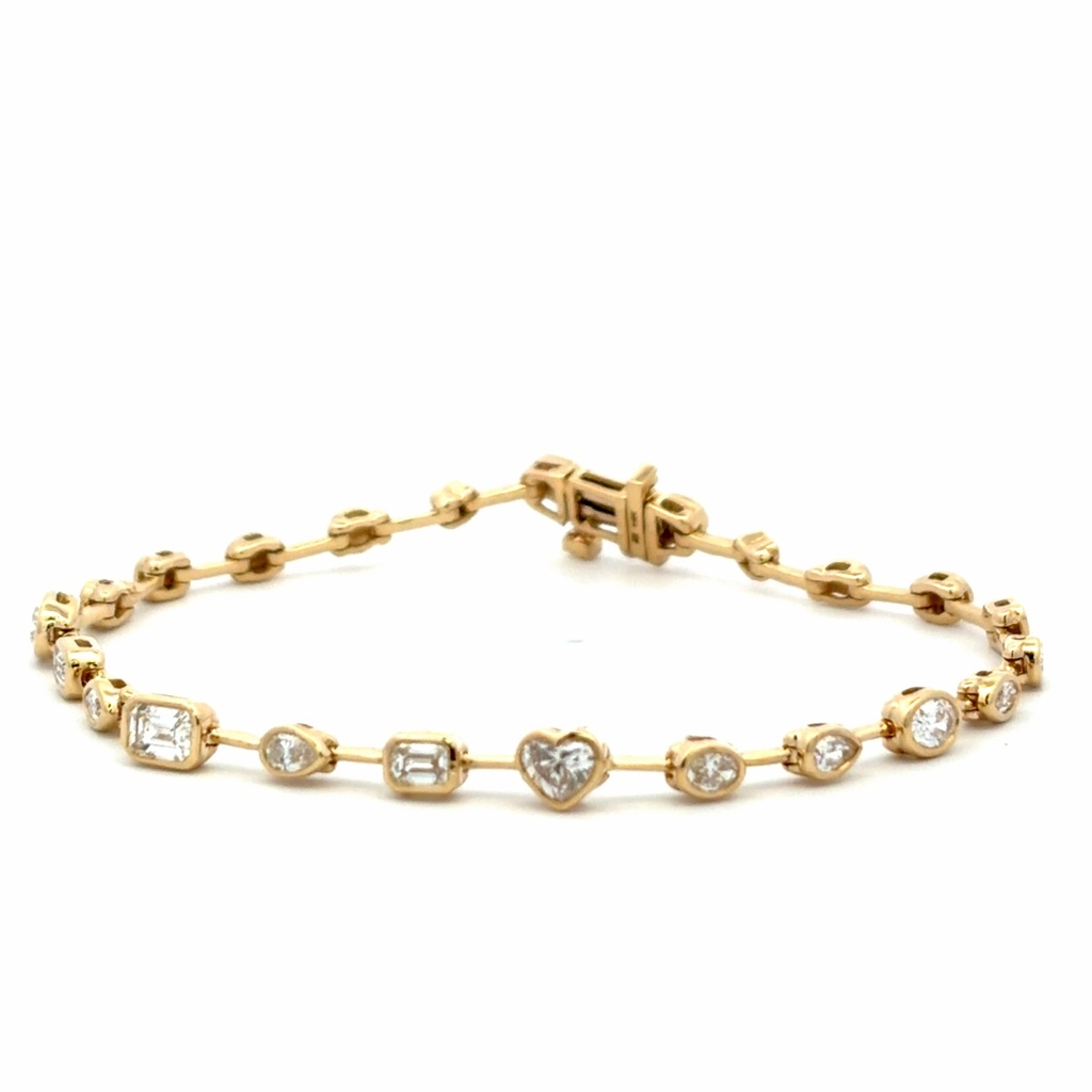 14Kt Yellow Gold Mix Shape Diamond Bracelet 1.53cttw