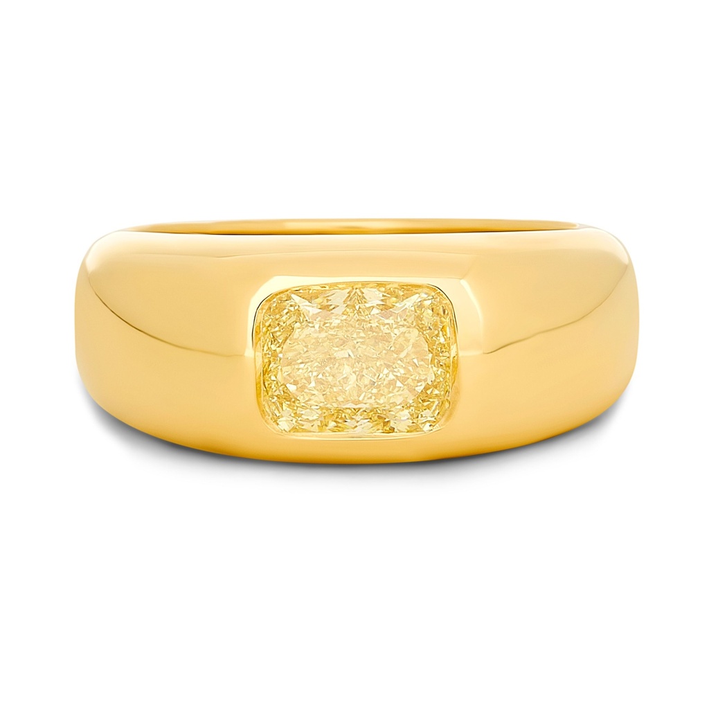 18Kt Yellow Gold Ring With A Burnished Set Yellow Diamond Weighing 1.62ct
