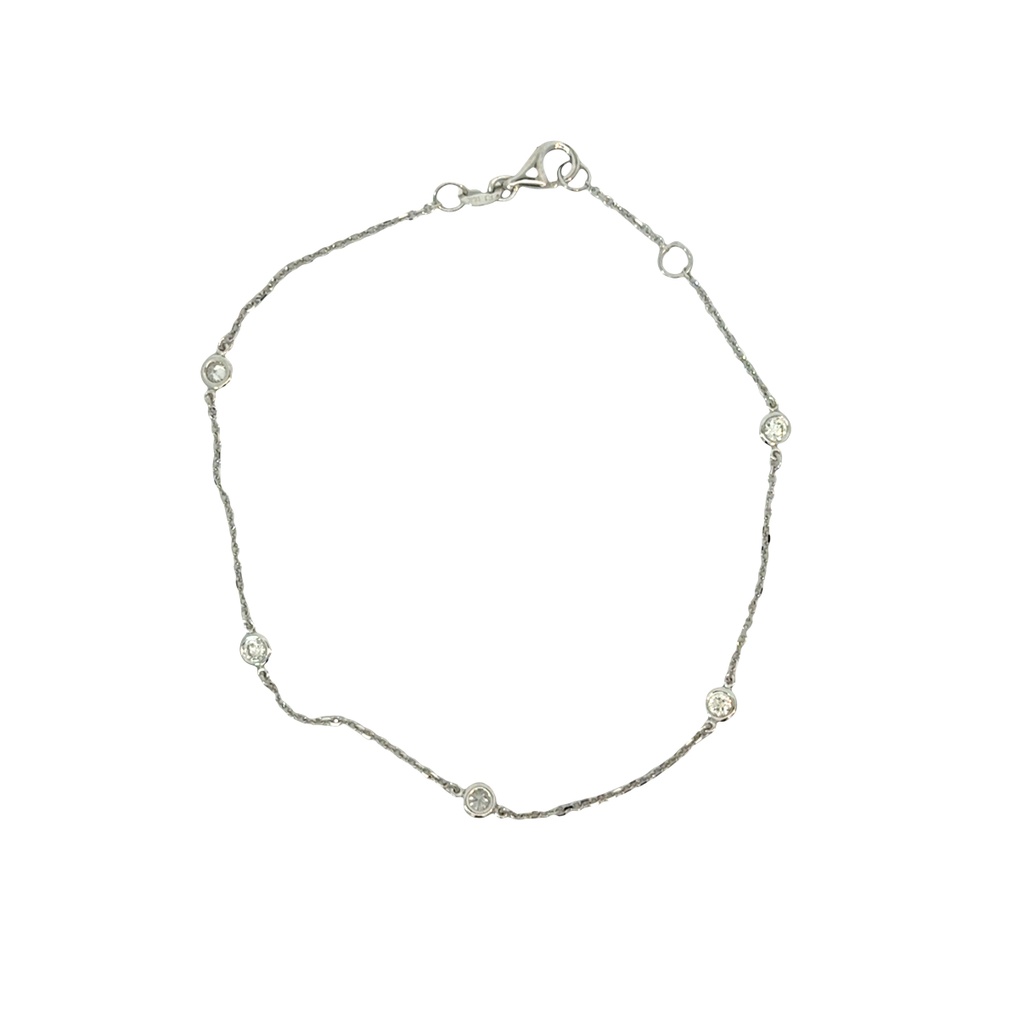 14Kt White Gold Diamond By The Inch Bracelet With (5) Round Diamonds Weighing 0.25cttw