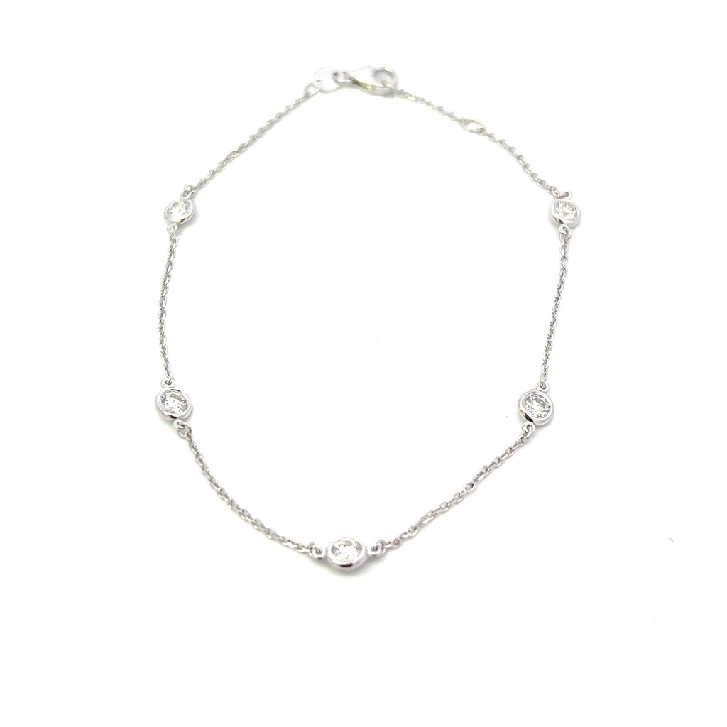 14Kt White Gold Diamond By The Inch Bracelet With (5) Round Diamonds Weighing 0.50cttw