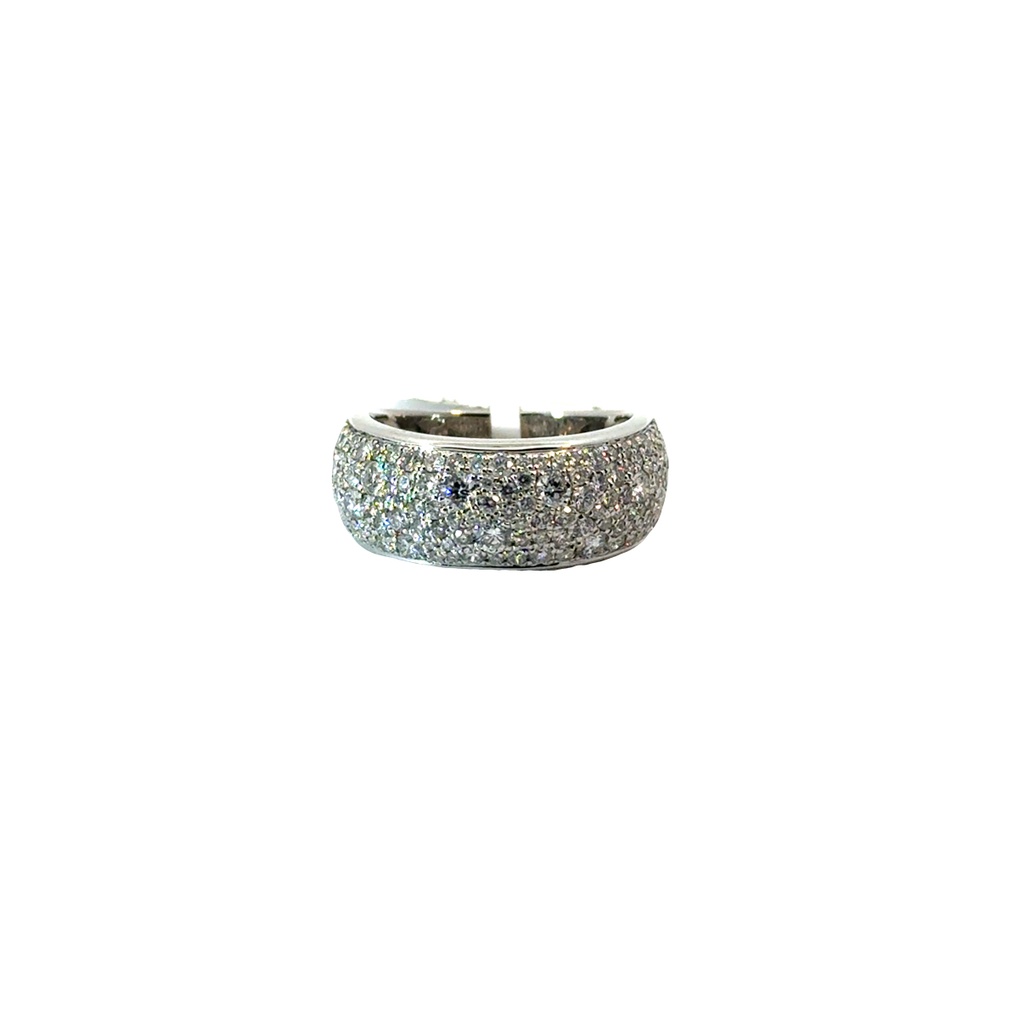 14Kt White Gold Pave Wide Diamond Band 1.57cttw