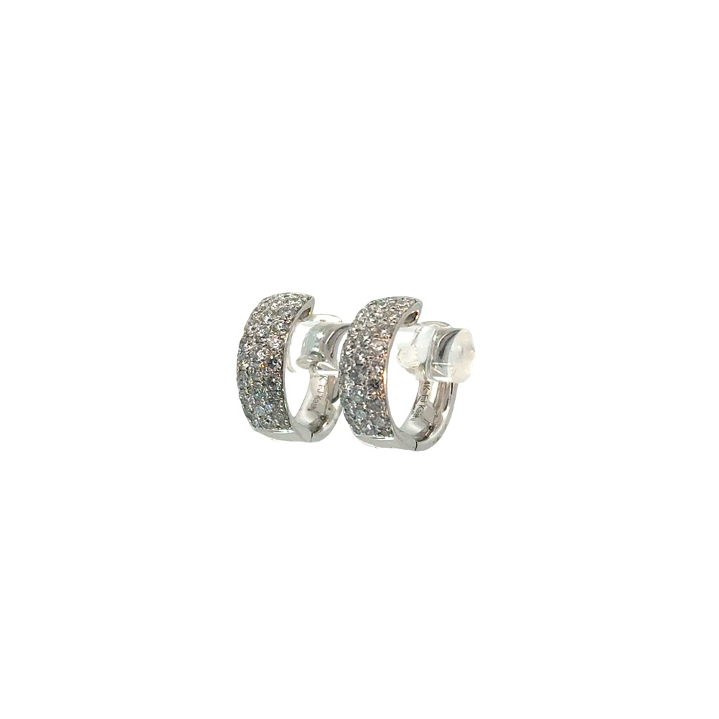 14Kt White Gold Three Row Hoops With (58) Round Diamonds Weighing 1.06cttw