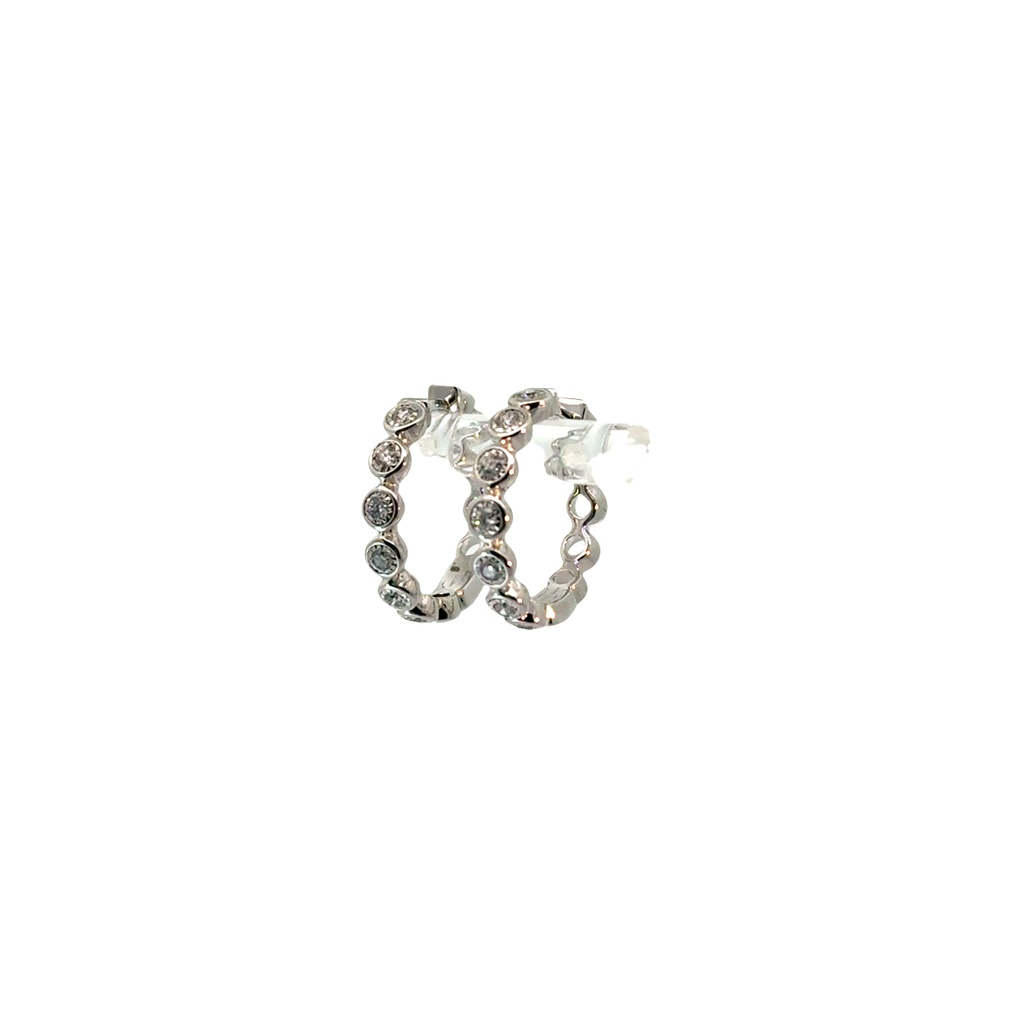 14Kt White Gold Illusion Huggies With (14) Round Diamonds Weighing 0.32cttw