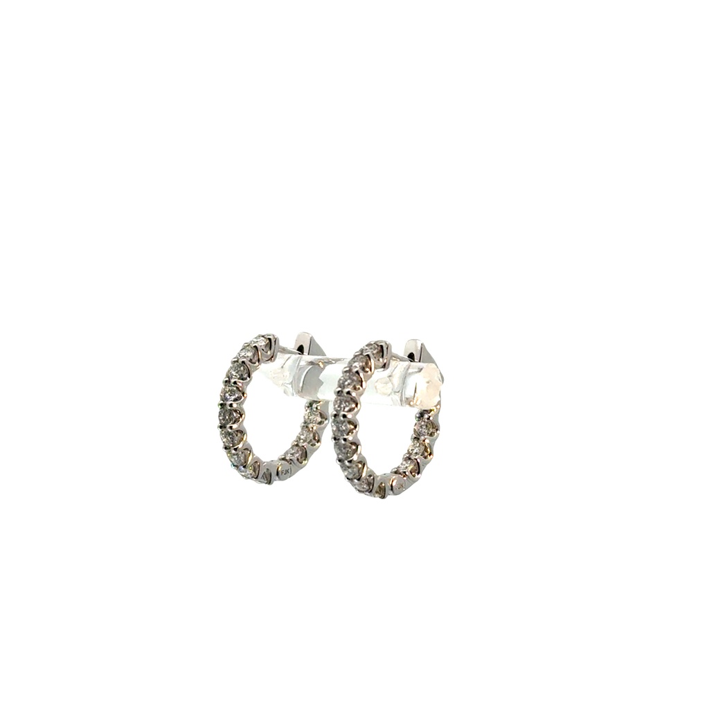 14Kt White Gold In/Out Hoops With (24) Round Diamonds Weighing 1.20cttw
