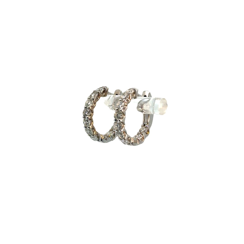 14Kt White Gold In/Out Hoops With (18) Round Diamonds Weighing 1.78cttw