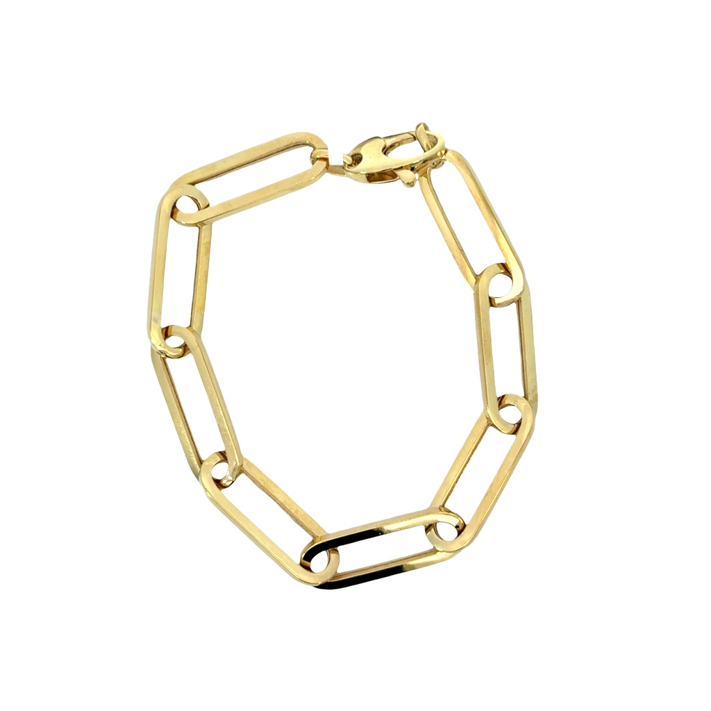 14Kt Yellow Gold Paperclip Chain Bracelet 7"