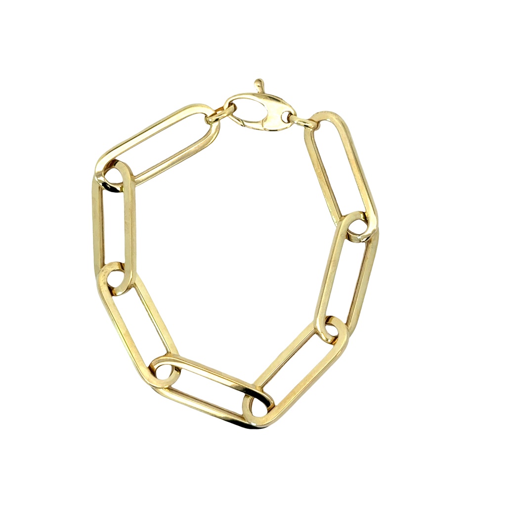 14Kt Yellow Gold Paperclip Chain Bracelet 7"