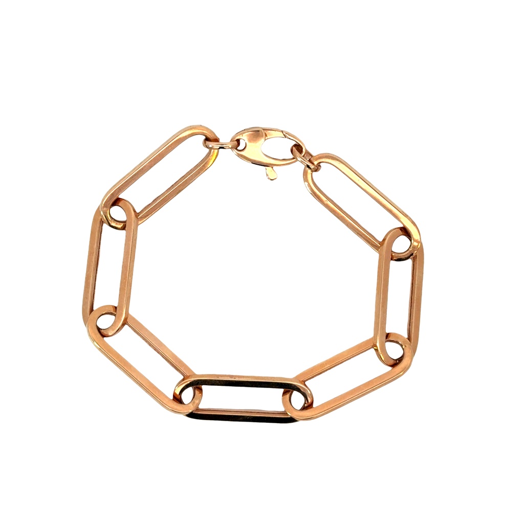 14Kt Rose Gold Paperclip Chain Bracelet 7"