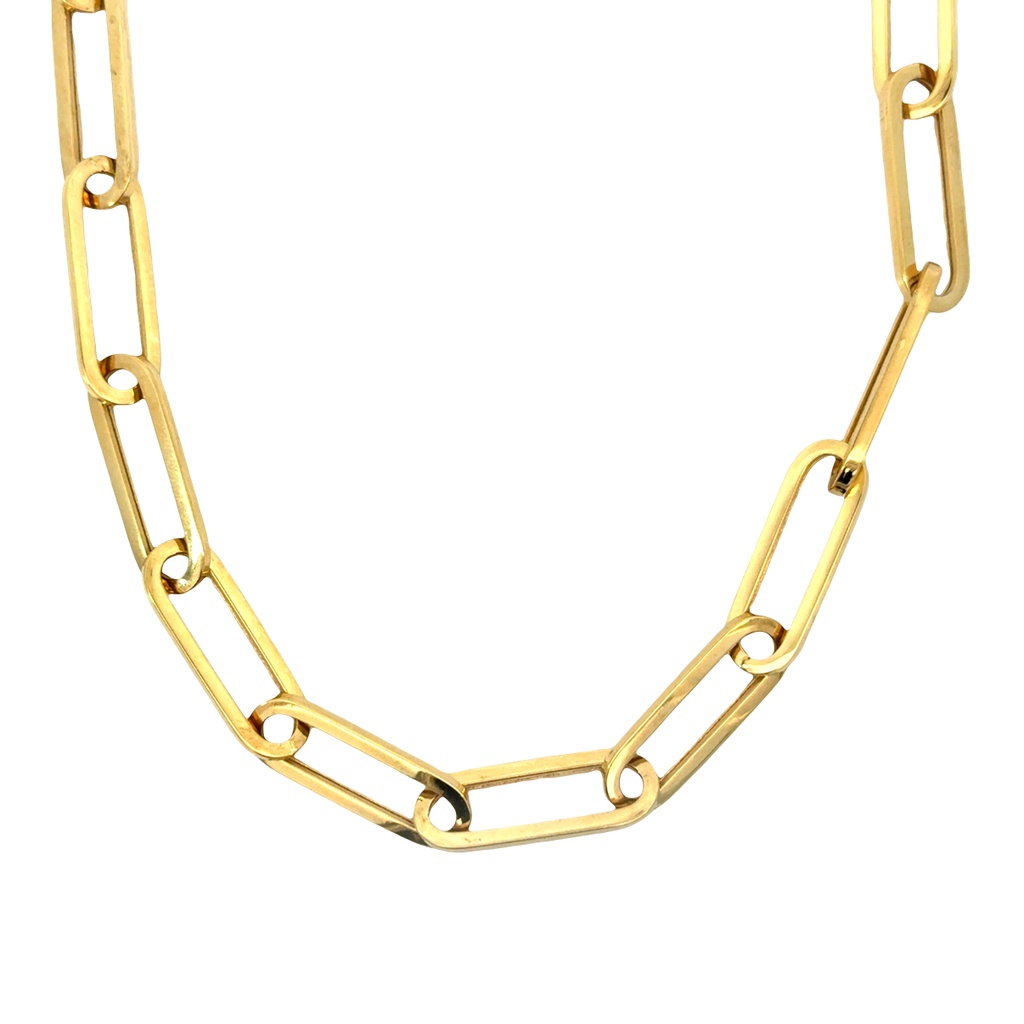 14Kt Yellow Gold Paperclip Chain Necklace 18"