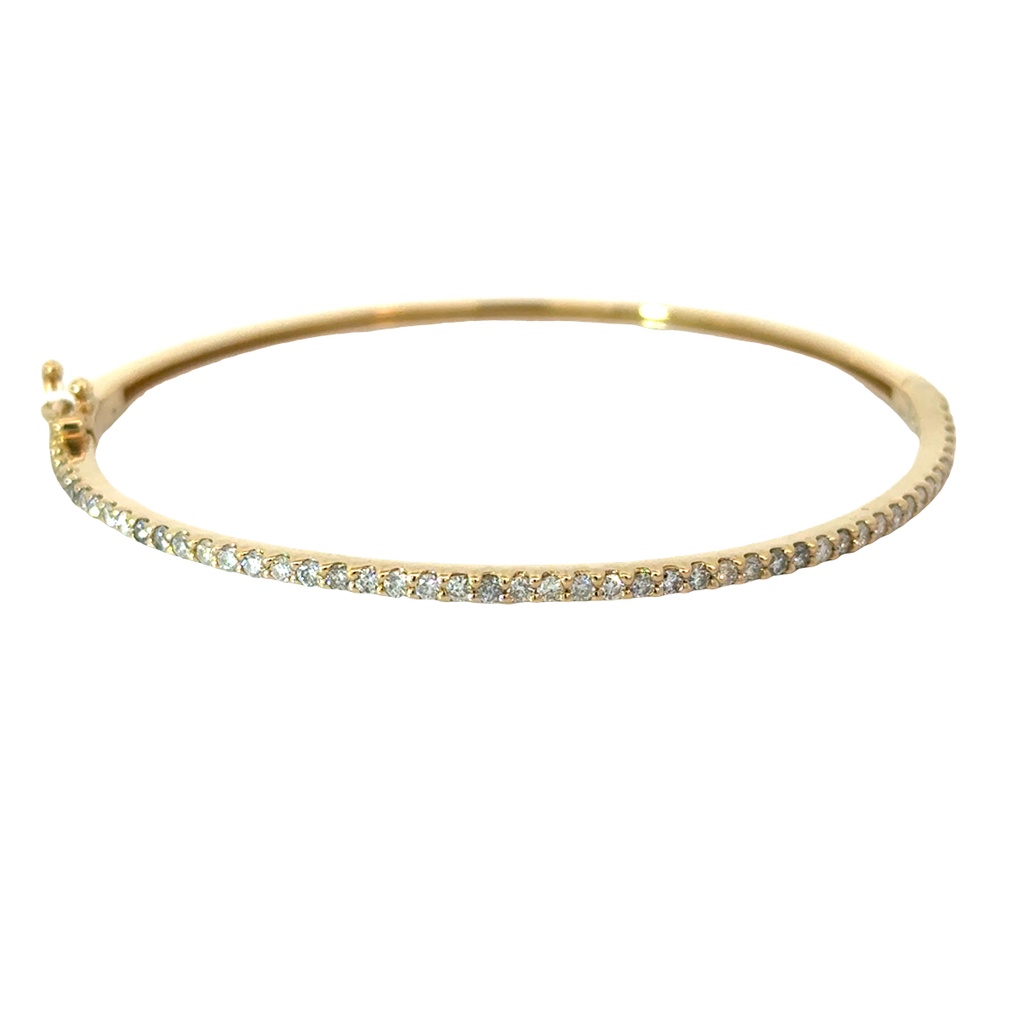 14Kt Yellow Gold Bangle With (48) Round Diamonds Weighing 1.01cttw