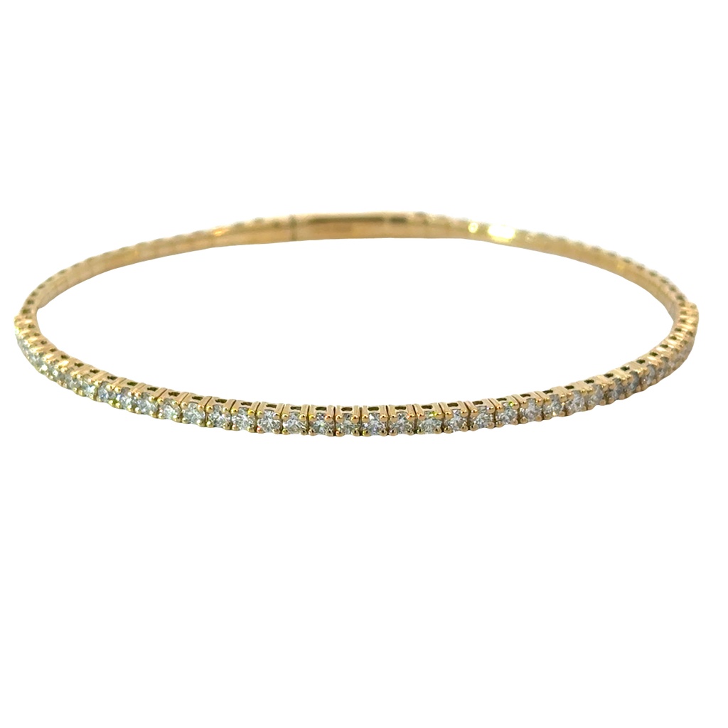 14Kt Yellow Gold Flexi Bangle With (39) Round Diamonds Weighing 1.32cttw