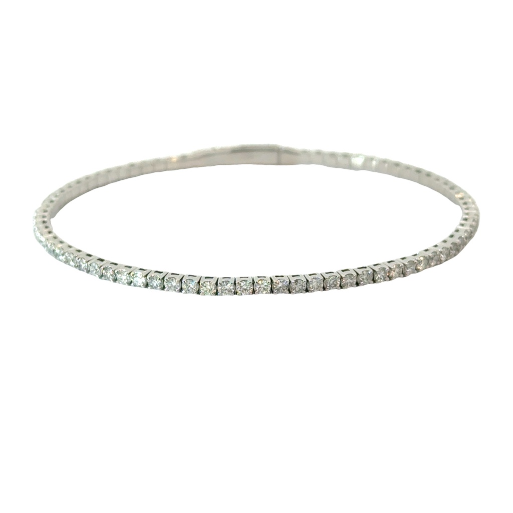 14Kt White Gold Flexi Bangle With (72) Round Diamonds Weighing 2.05cttw