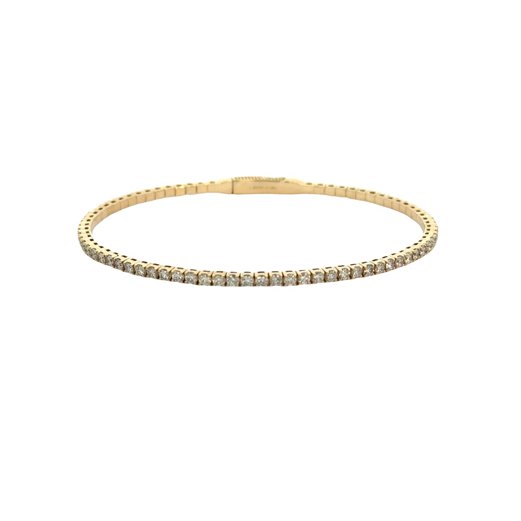 14Kt Yellow Gold Flexi Bangle With (72) Round Diamonds Weighing 2.07cttw