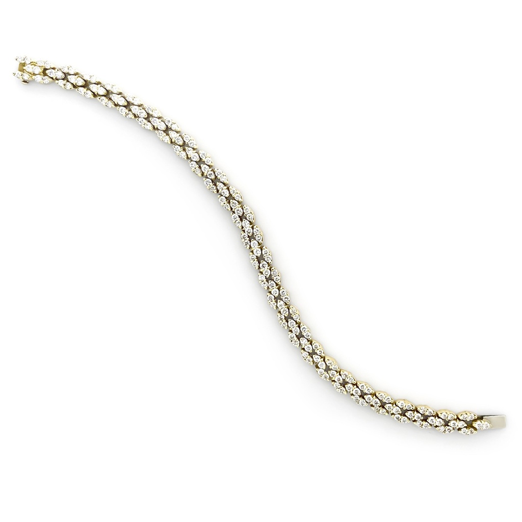 18Kt Yellow Gold Three Row Tennis Bracelet With (168) Round Diamonds Weighing 4.50cttw