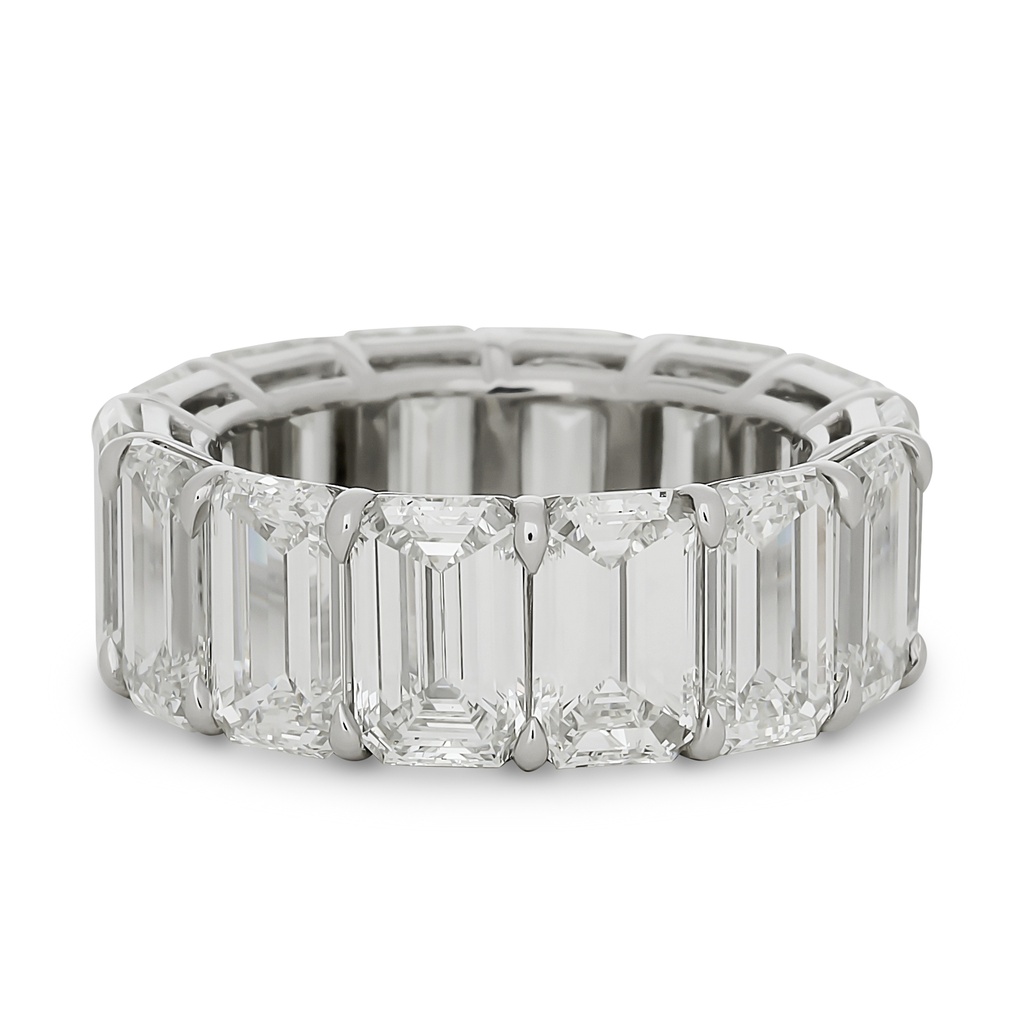Platinum Eternity Band With (14) Emerald Cut Diamonds Weighing 14.14cttw