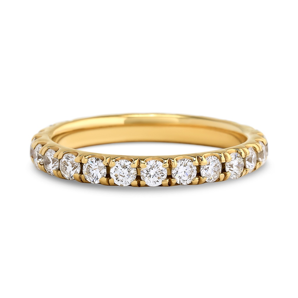 14Kt Yellow Gold French Pave Eternity Band With (24) Round Diamonds Weighing 0.93cttw