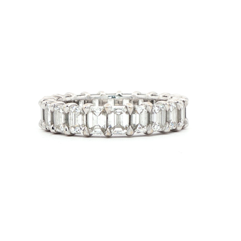 18Kt White Gold Eternity Band With (22) Emerald Cut Diamonds Weighing 3.50cttw