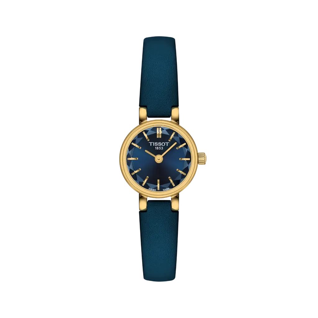 19.5mm Lovely Round Blue Dial Quartz Watch With A Blue Leather Strap