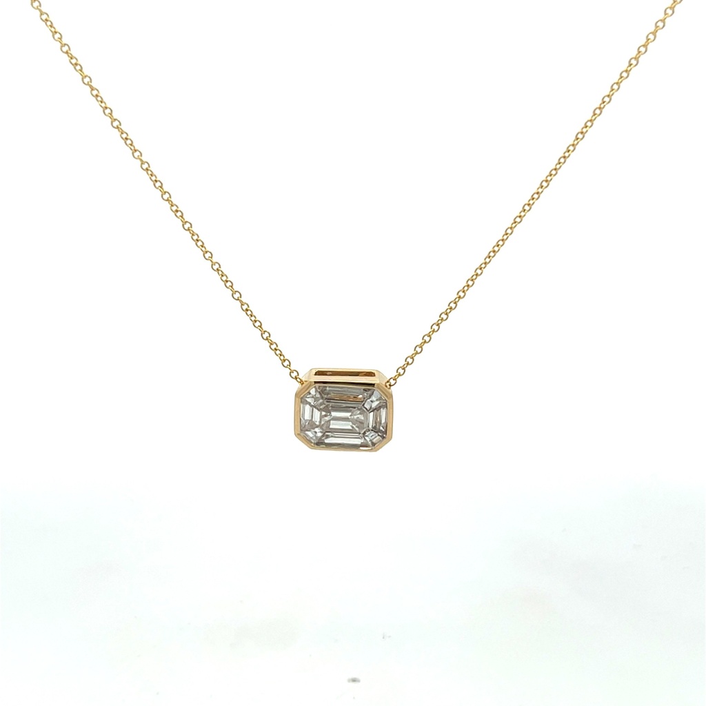 18Kt Yellow Gold Necklace With Asscher Cut Diamonds Weighing 0.91cttw