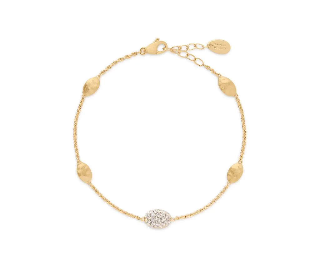18Kt Two Toned Siviglia Bead Diamond Bracelet 0.17cttw 5.75-6.75"