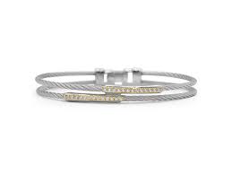 Diamond Grey Nautical Cable Two Row Bracelet 0.23cttw