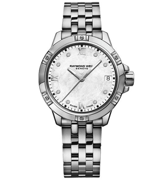 30mm Tango Mother of Pearl and Diamond Watch with Stainless Steel Strap 0.03ct
