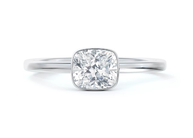 De Beers Forevermark Cushion Diamond Bezel Engagement Ring 1.12cttw FM87757786