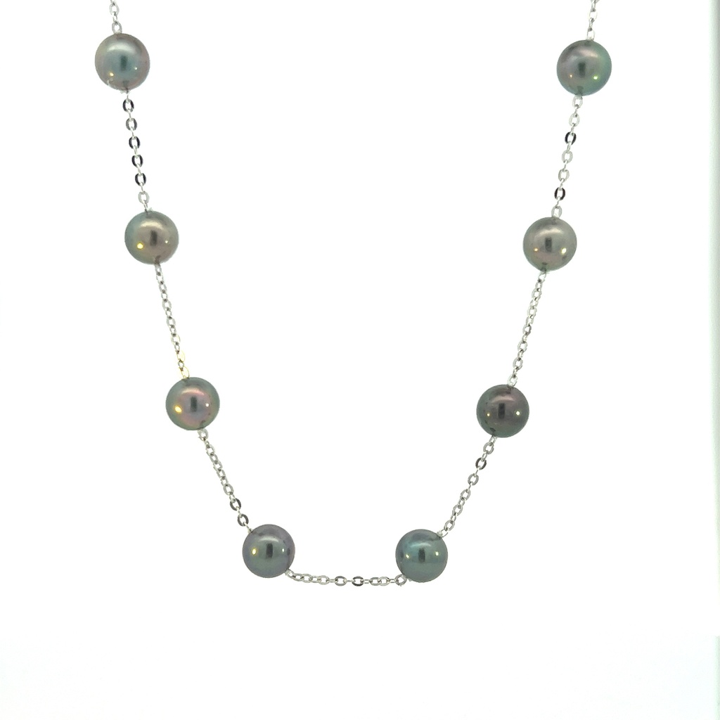 Black Cultured Pearl Tin Cup Necklace