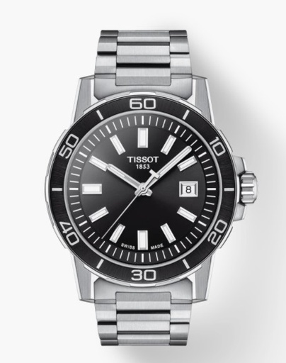 [T125.610.11.051.00] 44mm Black Dial Watch with a Stainless Steel Strap