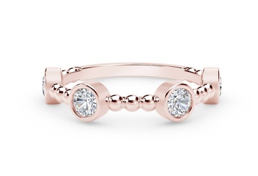 [NKFMT3040.33-RG] De Beers Forevermark Diamond Four Station Beaded Stackable Ring 0.32cttw