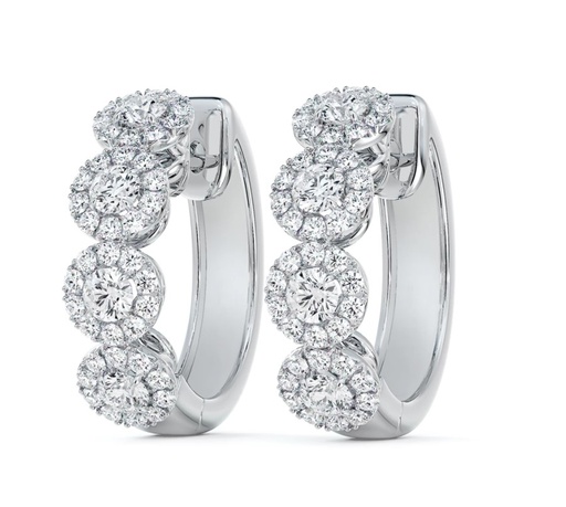 [EA-1055-RD-104-DC-P-00HO] De Beers Forevermark Diamond Halo Huggie Hoop Earrings 1.04cttw