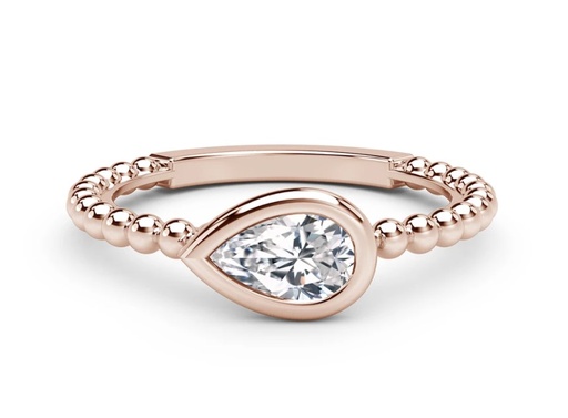 [FR-1303-PE-033-DC-R-0650] De Beers Forevermark Pear Shaped Diamond Beaded Bezel Stackable Ring 0.31cttw FM5075620