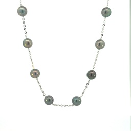 [TCW-13] Black Cultured Pearl Tin Cup Necklace