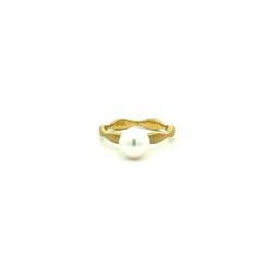 [DR40AY] Cultured Pearl Gold Brushed Ring