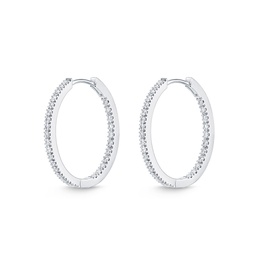 [CHHO22023218W72000] 18Kt White Gold Diamond Huggie Hoop Earrings 0.72cttw