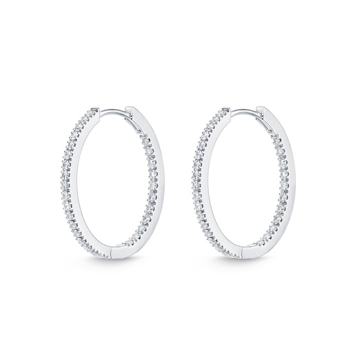 [CHHO22023218W72000] 18Kt White Gold Diamond Huggie Hoop Earrings 0.72cttw