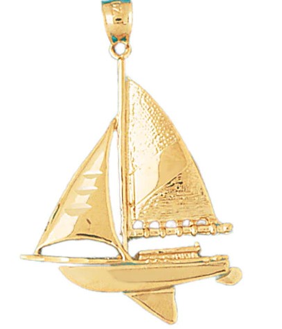 [1230] 14Kt Yellow Gold Sailboat Charm