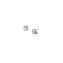 [80050616] Round Brilliant Cut Diamonds Studs 1.12cttw I/SI1 14Kt White Gold Basket Set Screwbacks
