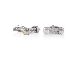 [01-13-4004-00] Stainless Steel Grey Nautical Cable Bar Cufflinks