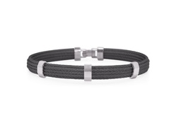 [04-12-3003-00] Stainless Steel And Black Nautical Cable Bracelet