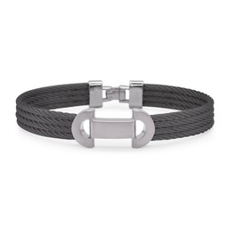 [04-12-3381-00] Black Nautical Cable Bracelet With Stainless Steel Buckle