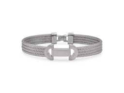 [04-13-3381-00] Grey Nautical Cable Bracelet With Stainless Steel Buckle