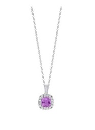 [P6301-PS] White Gold Diamond And Pink Sapphire Pendant Necklace 1.42ct