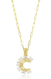 [N0918DY] Yellow Gold Diamond Aura Fan Necklace 1.03cttw