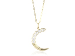 [N0002DY] Yellow Gold Diamond Crescent Necklace 1.10cttw