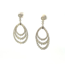 [ED3769-302] White Gold Diamond Three Row Drop Earrings 4.29cttw