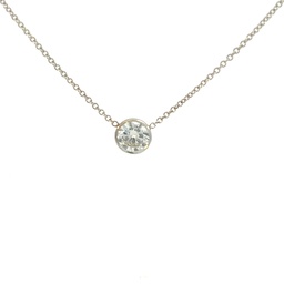 [S00052] White Gold Diamond Bezel Necklace 1.00cttw