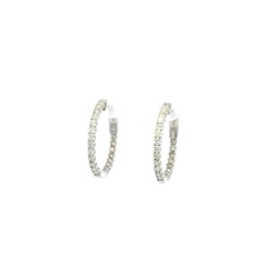 [EDD6477_RD-522] White Gold Diamond In/Out Hoop Earrings 1.00cttw