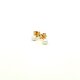[4CPE] Yellow Gold 4mm Pearl Stud Earrings